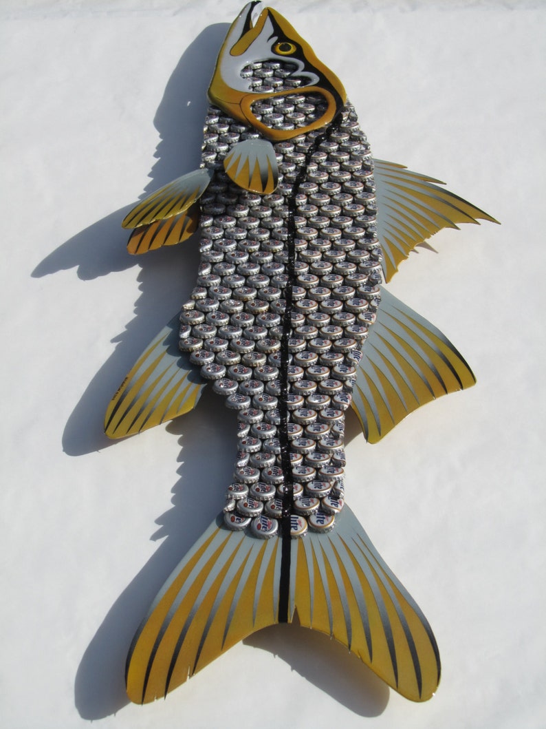 Snook Fish Metal Wall Art Miller Light Bottle Cap Art Etsy