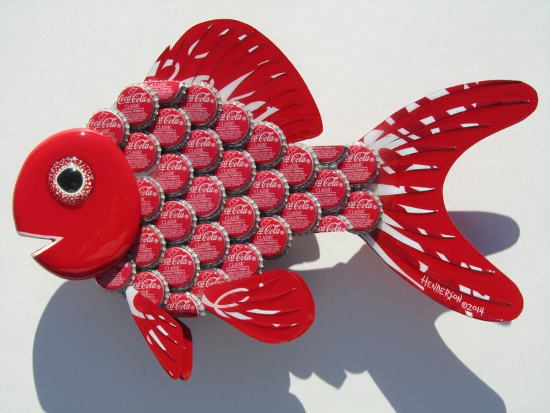 Goldfish Art Metal Bottle Cap Wall Art Coke BottleCap Fish