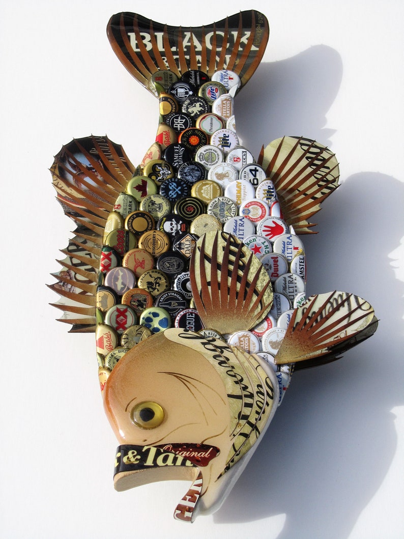 Metal Bottle Cap Wall Art Large Mouth Bass Etsy