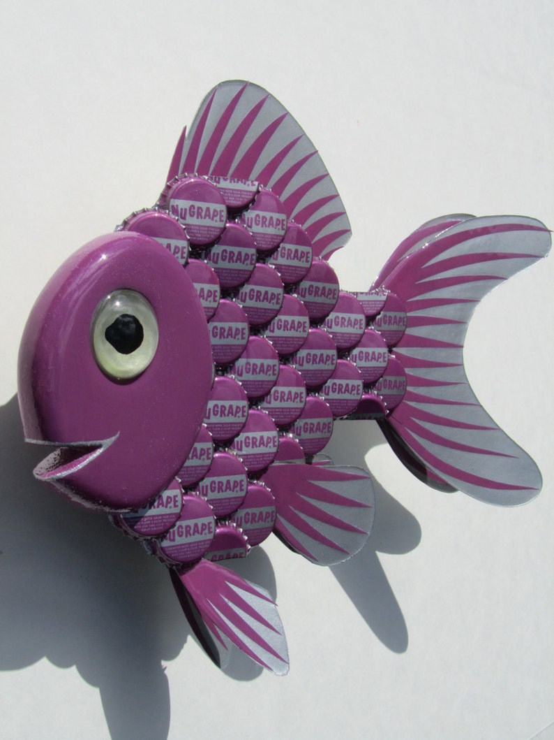 Goldfish Art Metal BottleCap Purple Fish Wall Art GRAPE SODA Etsy