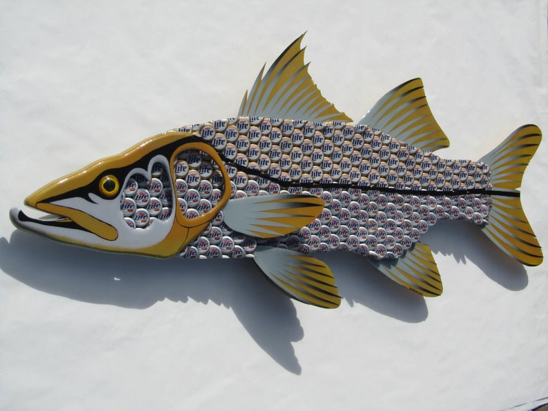 Snook Fish Metal Wall Art Miller Light Bottle Cap Art Etsy