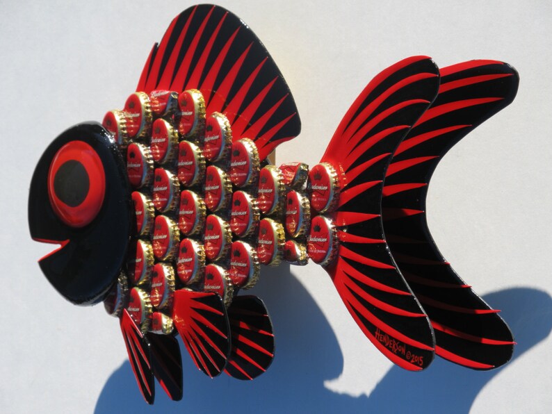 Goldfish Metal Bottle Cap Fish Wall Art made with Budweiser Etsy