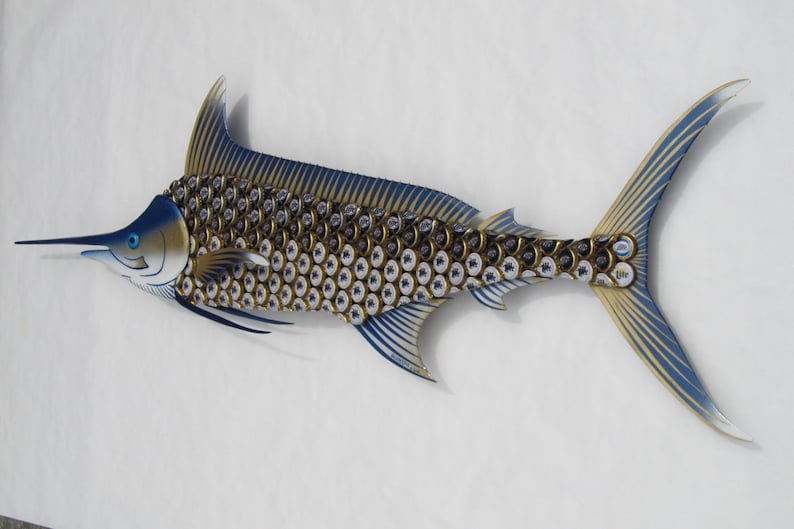 Metal Fish Wall Art Blue Marlin made with Miller Lite Etsy