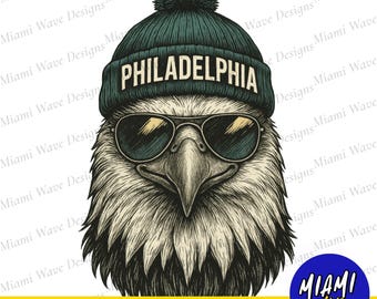 Vintage Philadelphia Football PNG för T-shirtdesign - Retro Sports Eagle maskot (digital nedladdning) 0087