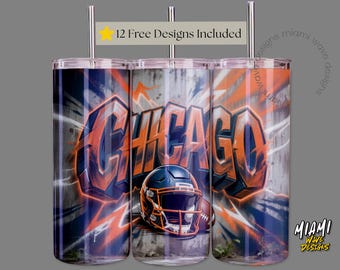 Graffiti Football Team Chicago Sublimation PNG-20oz Tumbler Wrap – 0187