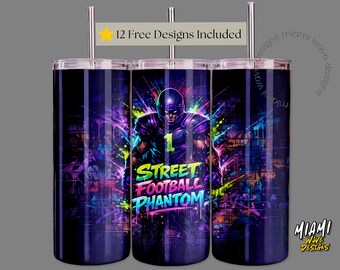 Street Football Phantom Tumbler Wrap, Graffiti Art PNG (Digital Download)