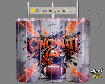 Graffiti Football Team Cincinnati Sublimation PNG-20oz Tumbler Wrap – 0188