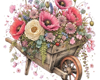 36 Spring Floral Clipart PNG Bundle, Watercolor Cottagecore Flowers 0086