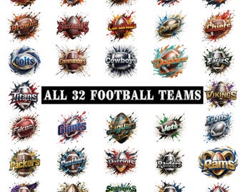 3D Football Logo Team PNG Bundle | All 32 Team Logo Clipart, Sports Sublimation Designs for T-Shirts, Tumblers & Prints 0174