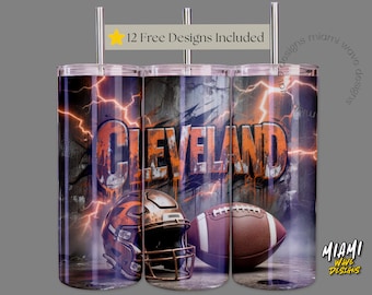 Graffiti Football Team Cleveland Sublimation PNG-20oz Tumbler Wrap – 0189
