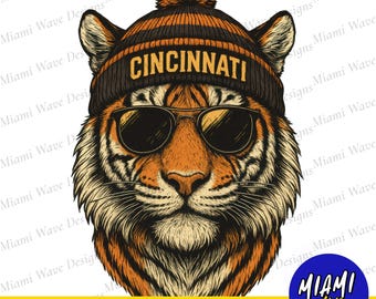Vintage Cincinnati Football PNG: Tiger Maskottchen T-Shirt Design (Digitaler Download) 0099
