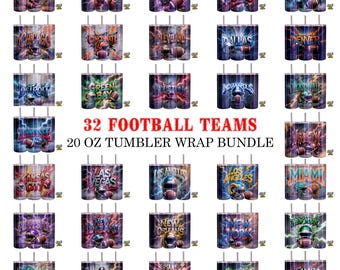 Graffiti Football Tumbler Wrap Bundle | 32 Teams PNG Digital Downloads | 20oz Skinny Tumbler Sublimation | Street Art Football Designs 0175