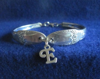 Vintage Spoon Bracelet with Sterling Silver Initial Charm