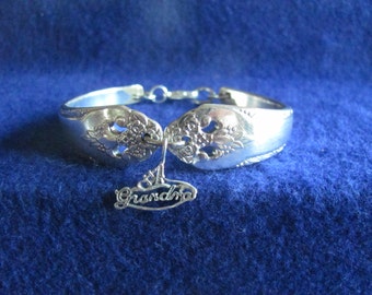 Vintage Silver Spoon Bracelet w/ Sterling Silver "Grandma"  Charm