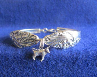 Vintage Silver Spoon Bracelet with Sterling Silver Taurus Zodiac Charm