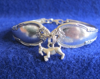 Vintage Silver Spoon Bracelet: Sterling Silver Capricorn Charm