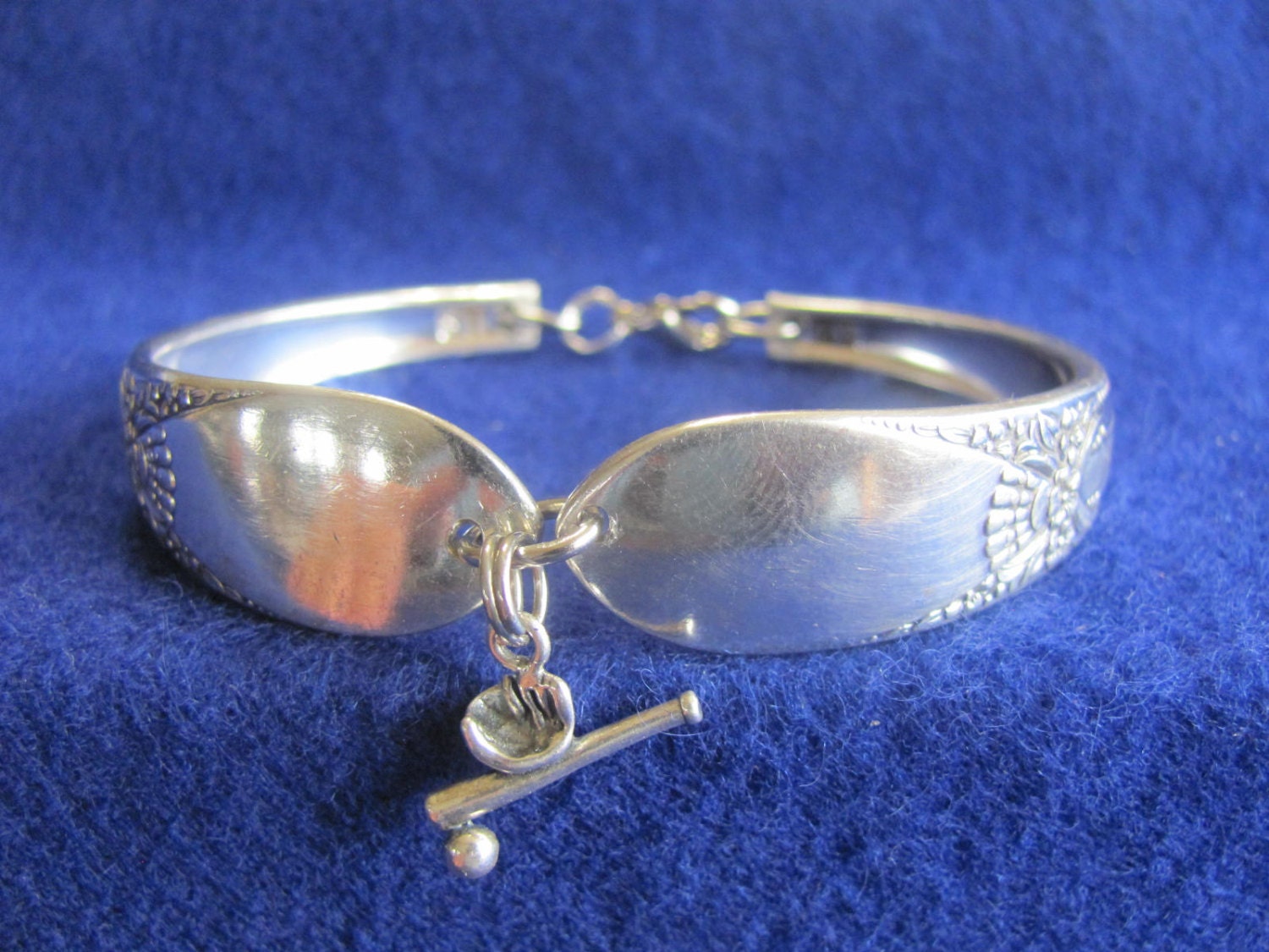 Old Vintage Silver Spoon Bracelet W/ Sterling Silver Baseball Etsy