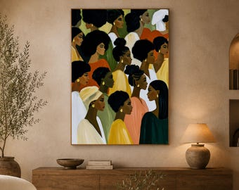 Afrocentric Wall Art Black Women Art Print Colorful African Portrait Feminine Home Decor Gallery Wall Download Modern Printable Art AQ00185
