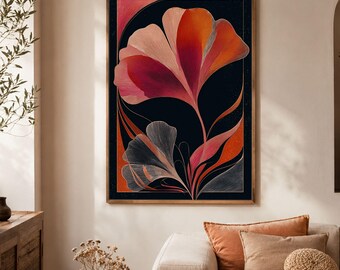 Abstract botanical art floral print modern floral wall art botanical bedroom prints modern living room art mid century home decor AQ00180