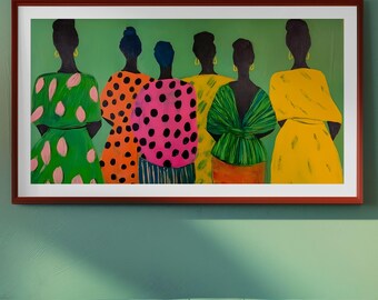 Sisterhood Wall Art Printable, Black Women Art Print, Modern Folk Art, Female Friendship Poster, Community Decor, Digital Download