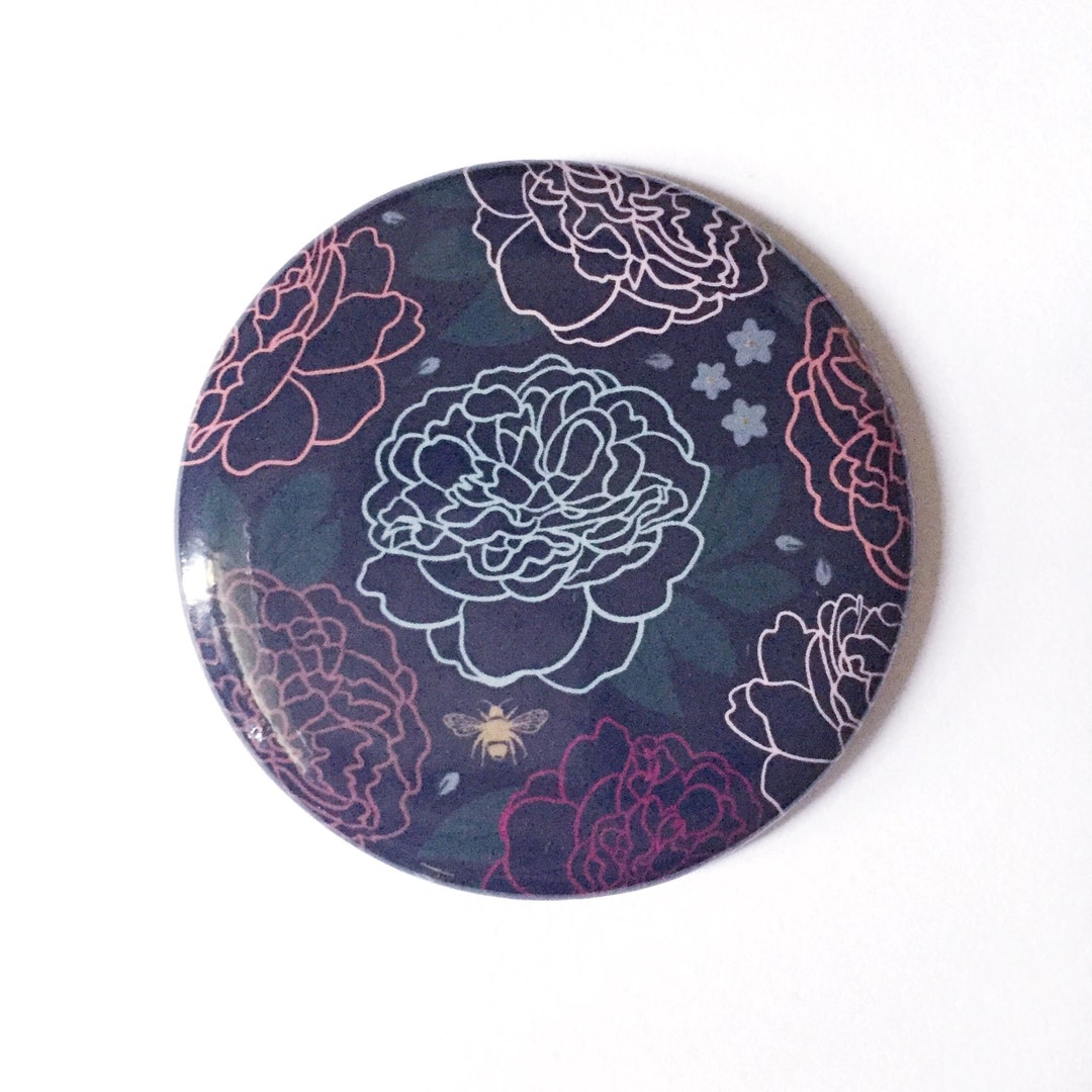 Pocket Mirror Small Purse Mirror Floral Peony Design Moody Etsy Sweden
