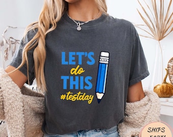 Camiseta con diseño de lápiz para el día del examen, camiseta para profesores de exámenes estatales, camiseta divertida para exámenes escolares para hombres y mujeres.