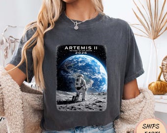 T-shirt med astronautmotiv från Artemis 2026, Artemis II, NASA-inspirerad rymdutforskningströja, framtida månuppdrag