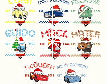 Pacchetto di Natale Disney Cars Santa Png, Saetta McQueen Natale Png, Disney Merry Xmas Png,