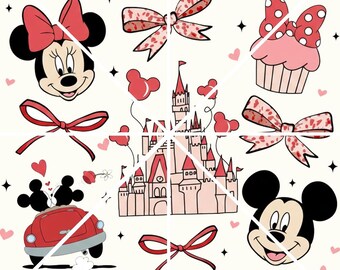Pink Bow Coquette Mickey Minnie Valentine's Day Png Sublimation Design Download, Trendy Valentines Day Shirt Png, We're Perfect Match Png