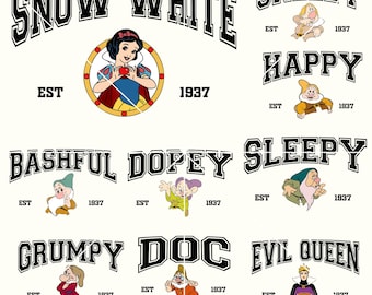 Snow White and Seven Dwarfs PNG Clipart (Digital Download)