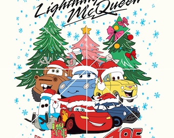 Cars Christmas PNG: Lightning McQueen, Cartoon Trucks (Digital Download)