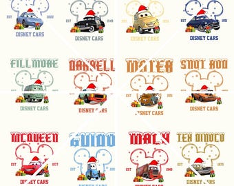 Pacchetto di Natale Disney Cars Santa Png, Saetta McQueen Natale Png, Disney Merry Xmas Png,