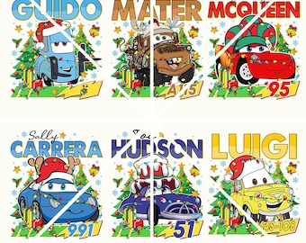 Pacchetto di Natale Disney Cars Santa Png, Saetta McQueen Natale Png, Disney Merry Xmas Png,