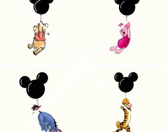 Disney Winnie the Pooh Balloons Png Clipart | Printable Winnie the Pooh Friends | Instant Download