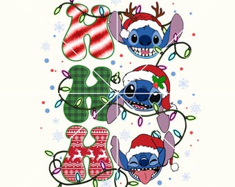 Disney Navidad Stitch Ho Ho Ho PNG, Sublimación navideña (Descarga digital)