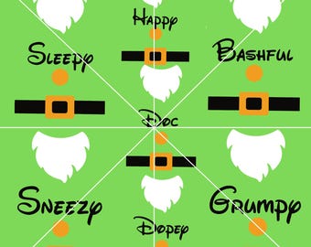 Snow White and Seven Dwarfs PNG Clipart (Digital Download)