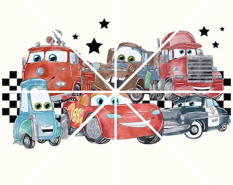 Cars de acuarela (Png), Rayo McQueen (Png), Lazos de Cars (Png), McQueen y sus amigos (Png), Resortes de radiador, Diseño de sublimación de Cars, Cars McQueen