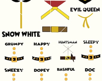 Snow White and Seven Dwarfs PNG Clipart (Digital Download)