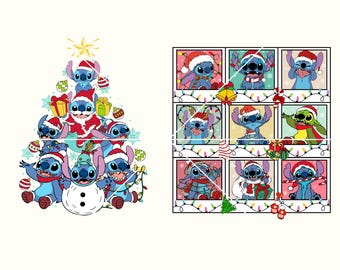 ディズニー クリスマスツリー スティッチ PNG、クリスマス昇華（デジタルダウンロード）
