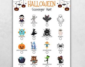 Halloween Scavenger Hunt Game: Kids Printable Activity (Instant Download)