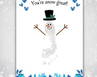 Christmas Snowman Footprint Art, DIY Kids Craft (Digital Download)