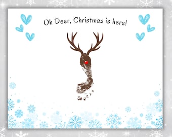 Reindeer Footprint Art, DIY Christmas Keepsake (Digital Download)