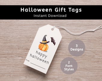 Afdrukbare Halloween-bedankjes Tags: pompoen, spook, ketel, afdrukbaar cadeaukaartje