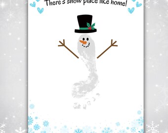 Snowman Footprint Art, Christmas Handprint Keepsake (Digital Download)