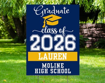 Personalized Graduation Yard Sign 2026 – Double Sided, Includes H-Stake YS62
