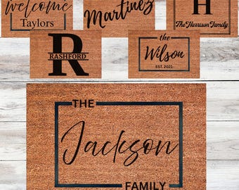 Personalized Door Mat with Family Name, Custom Doormat with Anti-Slip Backing, 5 Size Options, Custom Door Mats for Front Door, 10