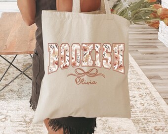 Custom Book Tote Bag, Bookish Retro Coquette Personalized Tote Bag, Bookish Gift Idea, Book Lover Gift Idea, Cute Book Bag,Aesthetic Bag TB3