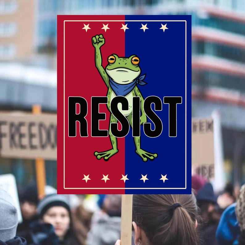 Portland Frog Anti-ice Protest Sign, Anti-trump, No Kings in America ...