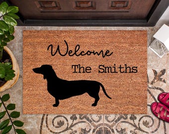 Welcome Doormat Dachshund Doormat Dog Gift Ideas for Dog Owner Dog Mom Doormat Dachshund Gifts Dachshund Unique Gift Ideas Doxies BWC4