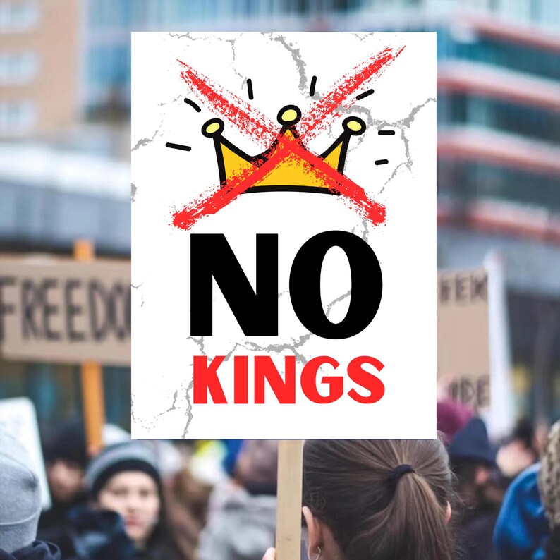 No Kings Protest Poster Sign – Anti Trump Resistance Political Activist ...